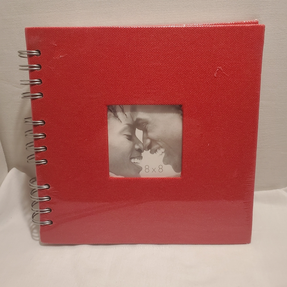 Red Spiral Bound Blank Page Album with Vellum Type Pages Between Journaling